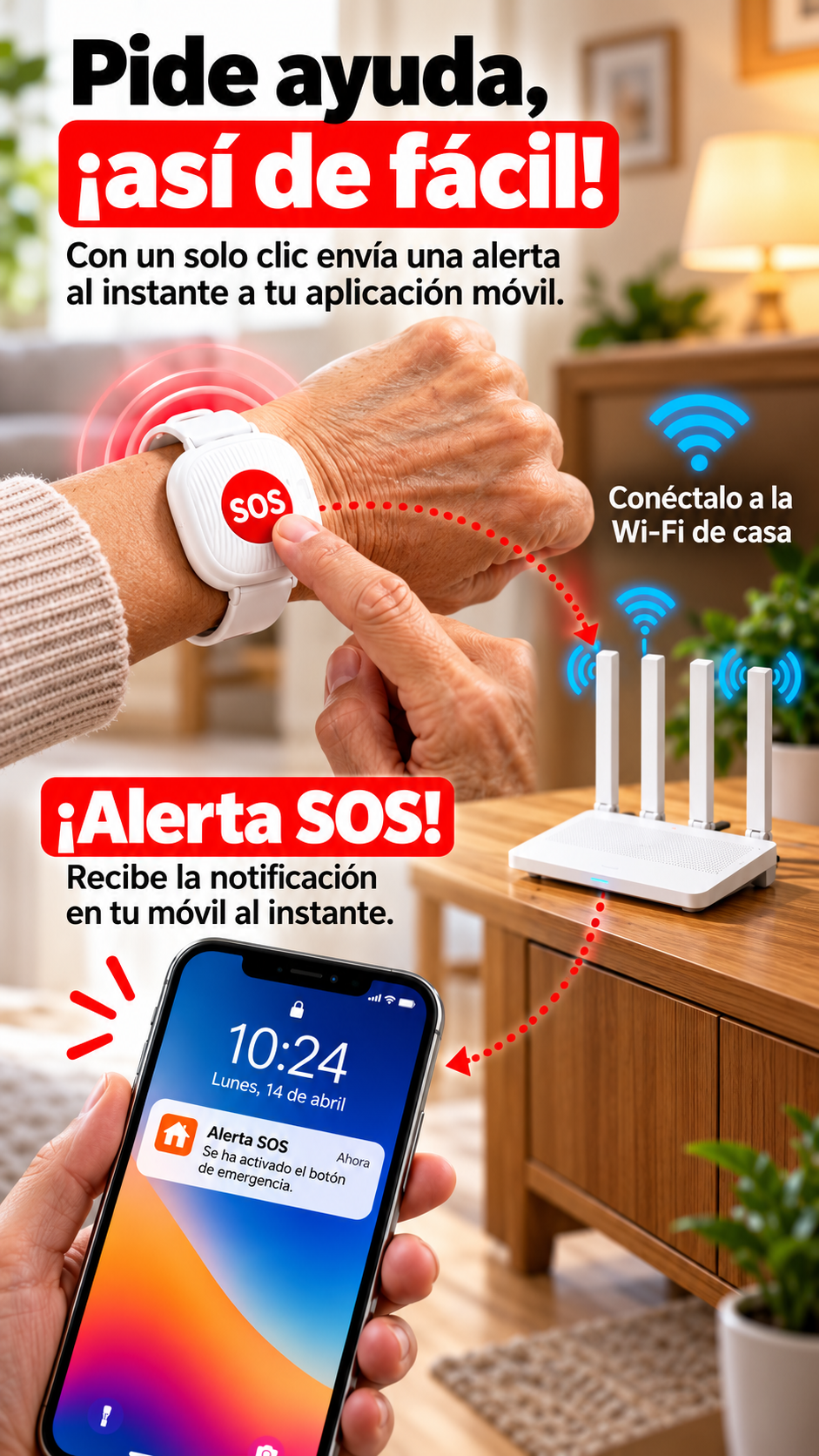 Pulsera SOS con alerta instantánea al móvil
