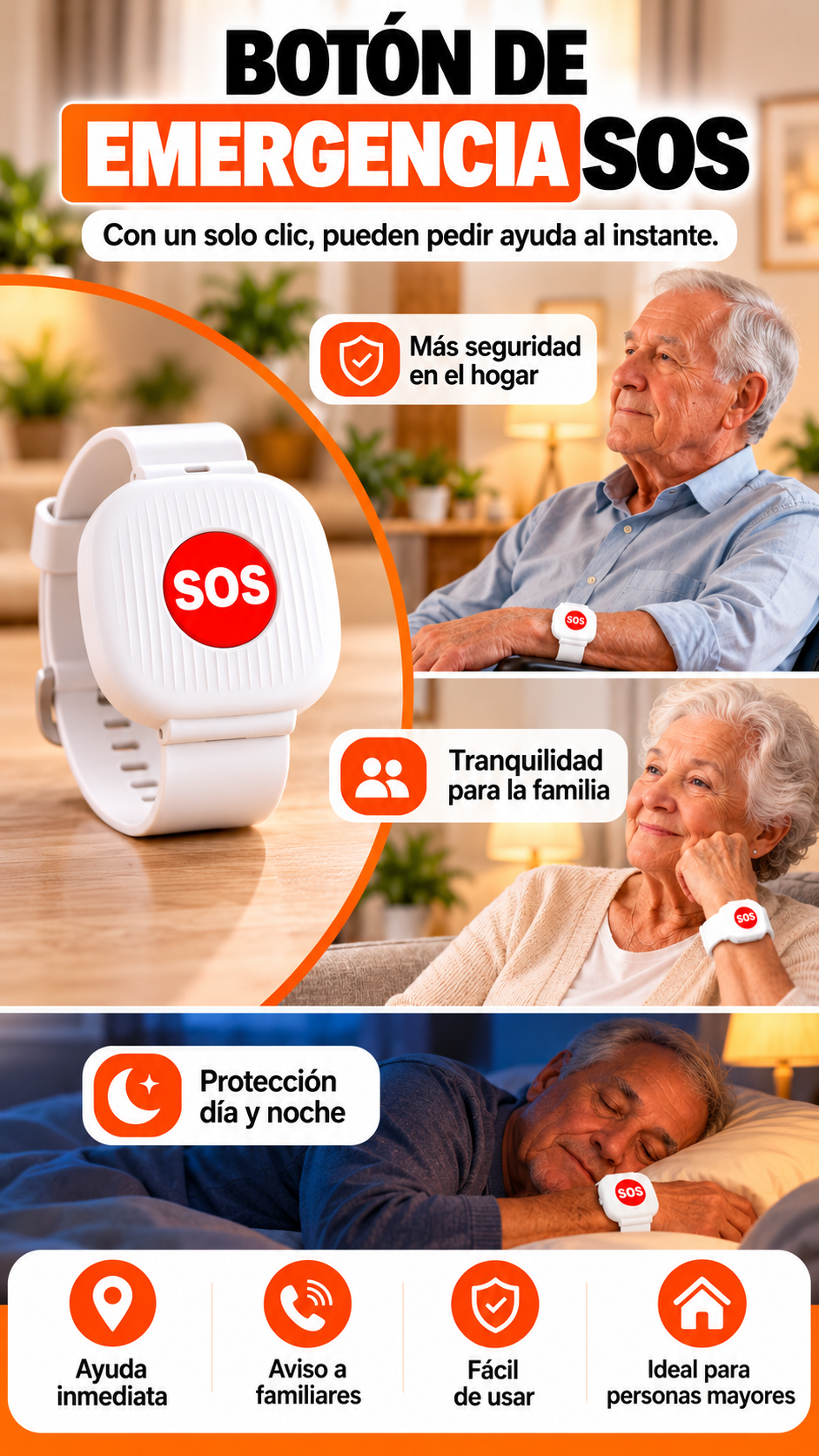 Pulsera SOS con alerta instantánea al móvil